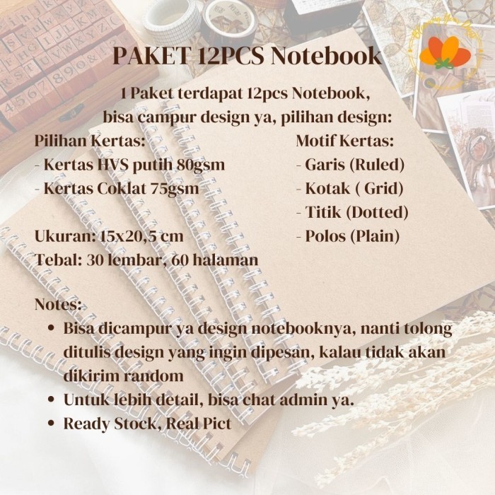 

Bloomingyourdays Paket Notebook Buku Tulis 12Pcs