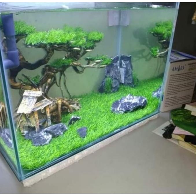 RUMPUT SINTETIS AQUARIUM 100X50 CM - KARPET SINTETIS GOLF 1 CM LM