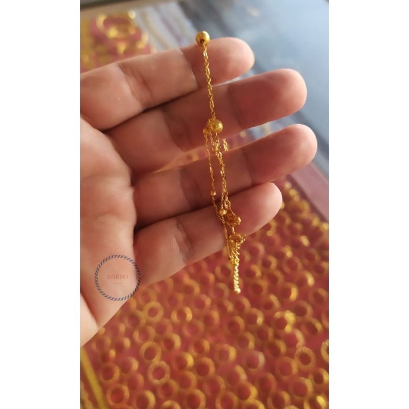 Gelang dua layer variasi bola" emas kadar 375