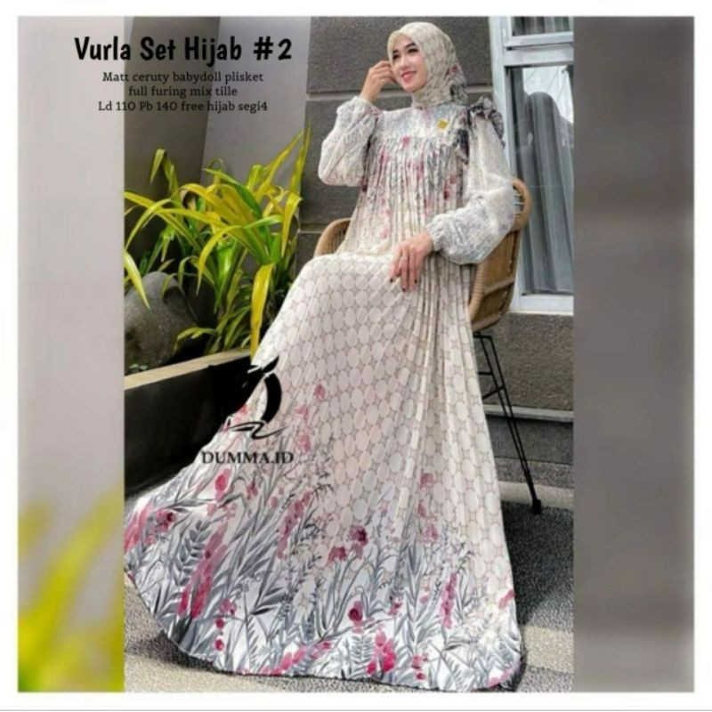 GAMIS PESTA MEWAH ELEGAN TERBARU VURLA SET HIJAB /  GROSIR BUSANA SURABAYA / GAMIS SET / MUTIARA MAX