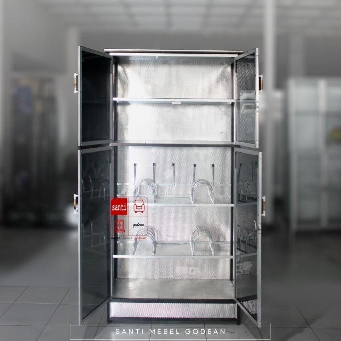 Terjamin Lemari Dapur Rak Piring Aluminium 2 Pintu Hitam Bks Tebal Heldotara
