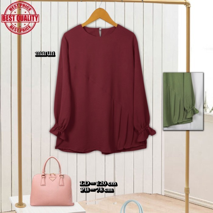Baju Atasan Wanita / Blus Wanita Jumbo - Model Serong Rempel - Ld 120