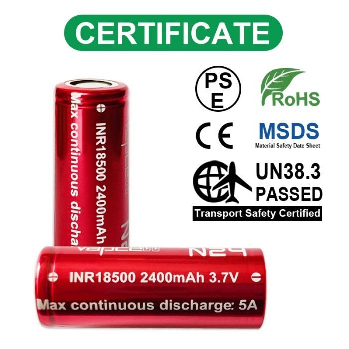 Baterai 18500 Vapcell N24 - 2400 Mah 5A 100% Original