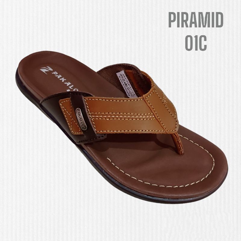 PAKALOLO PIRAMID 01 TAN ORIGINAL / Sandal Jepit Pria Ukuran 39-44 Kulit Asli New/Arrival