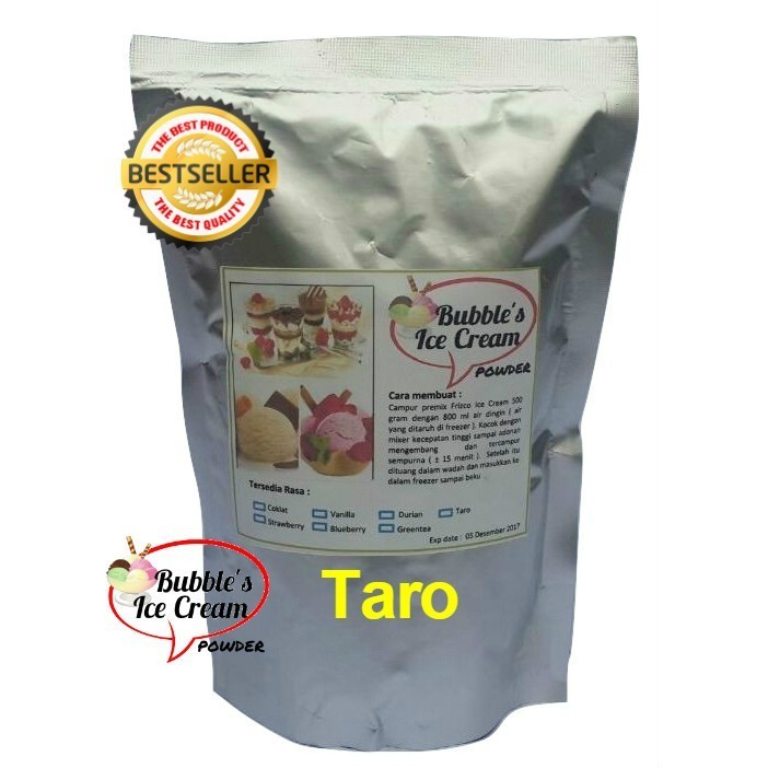

Bubuk Es Krim,Taro 500 Gr, Bubble'S Ice Cream Bulky Instant Powder