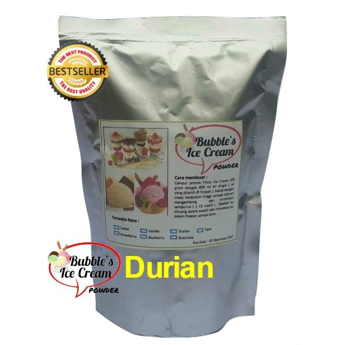 

Bubuk Es Krim Durian 500Gr, Bubble'S Ice Cream Bulky Instant Powder