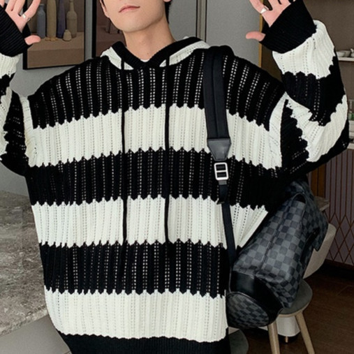 hoodie sweeter oversize pria Hodie Garis garis Sweater Vintage Oversize Pira Sweatershirt