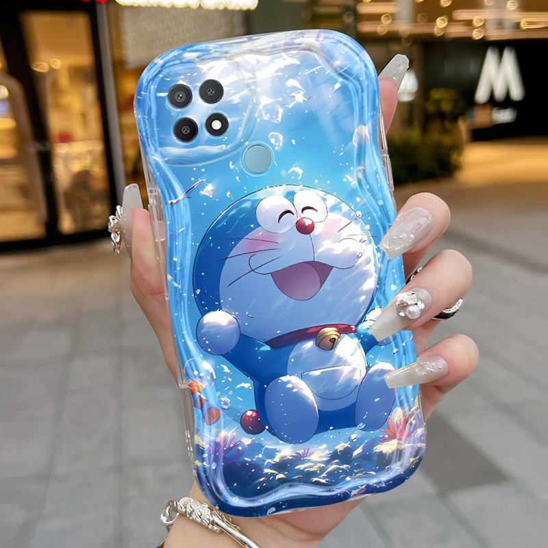 Casing Hp OPPO A15 A15s A35 Case lunak Softcase sarung HP ponsel pola renang Doraemon casing pelindu