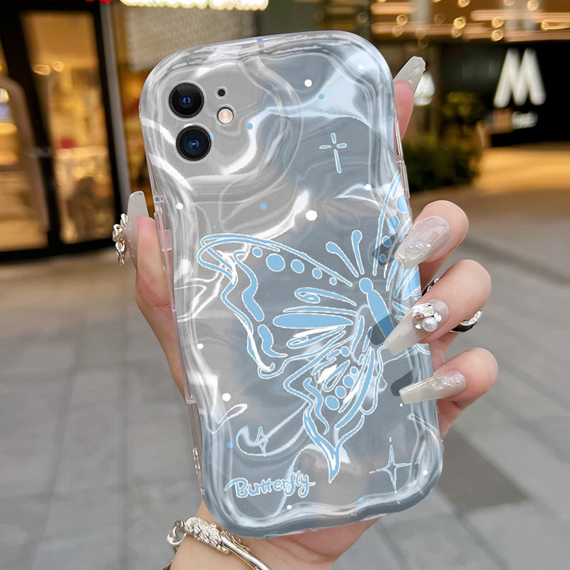 Casing Hp iPhone 11 Pro Max 12 Pro Max Case HP Pola Kupu-kupu tembus pandang Softcase baru Casing lu