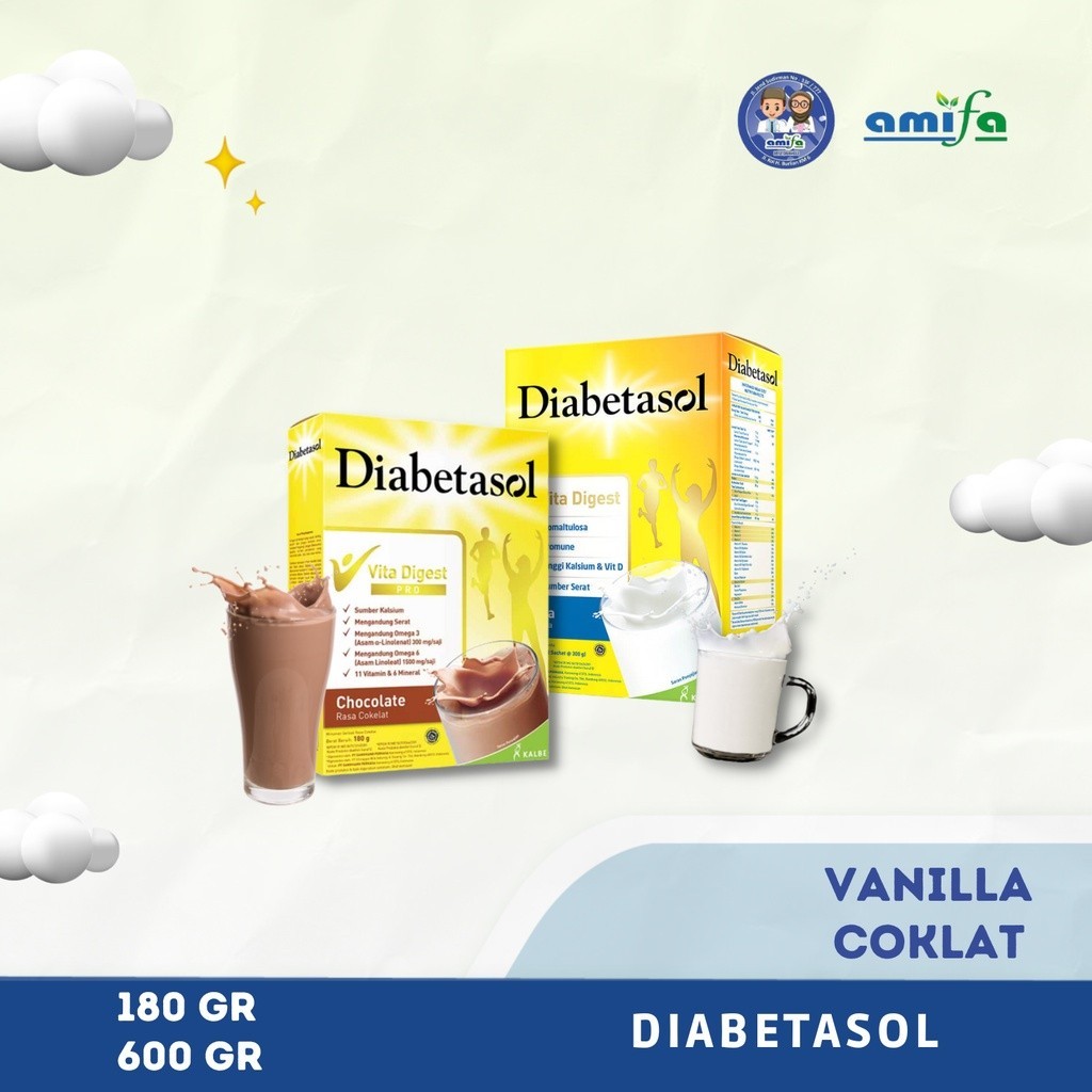 

DIABETASOL 170G/ SUSU UNTUK PENDERITA DIABETES RASA COKLAT DAN VANILLA