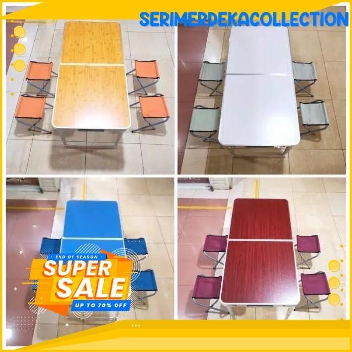 MEJA LIPAT KOPER PORTABLE KAKI KOTAK HPL SERBAGUNA 120CM TERMURAH