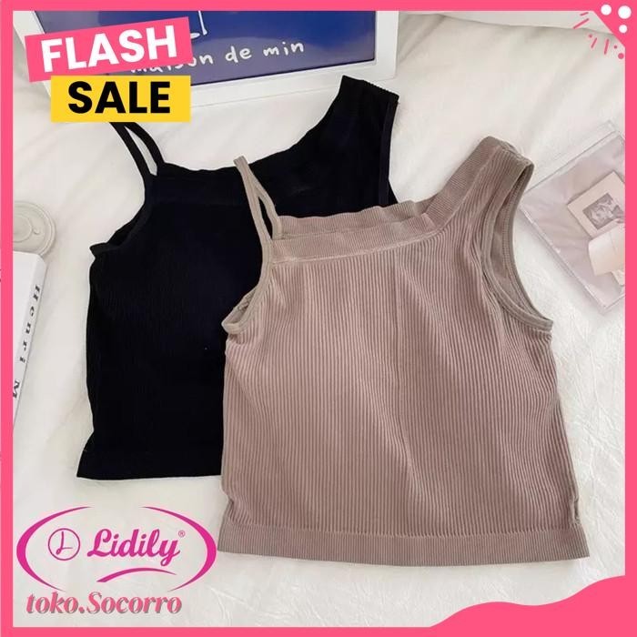ATASAN TANKTOP RIBBED KNIT SQUARE CROP TOP TANKTOP BRA DDG1829 TERMURAH