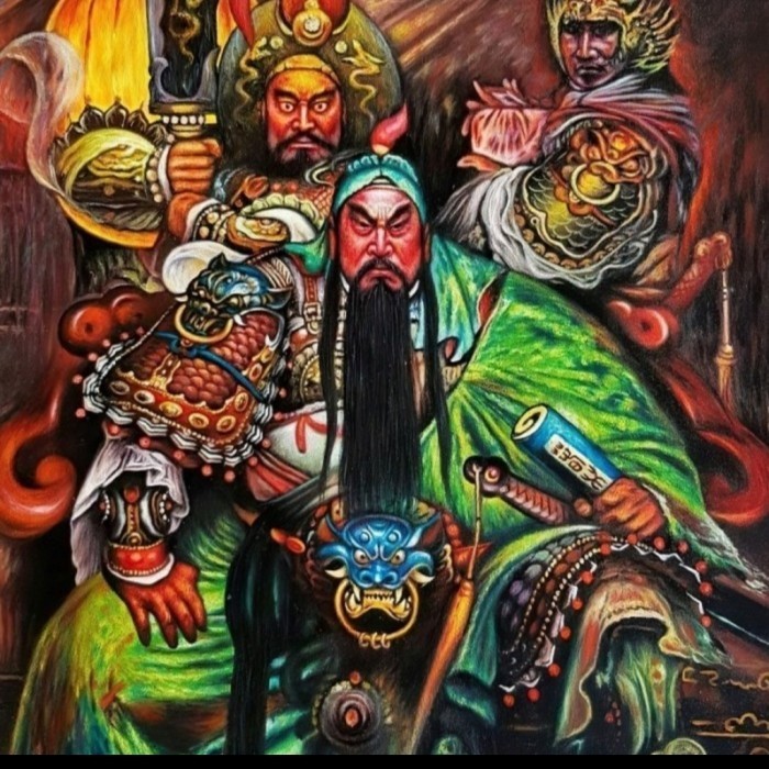 Repro digital gambar lukisan dewa china kwan kong pelindung pengawal