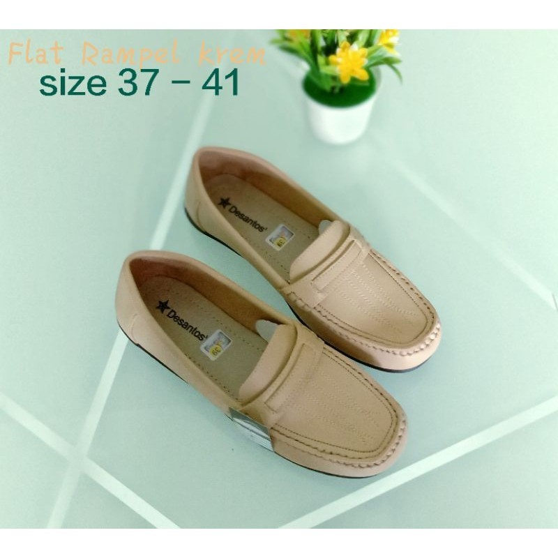 Promo Mega Sale 4.4 // SEPATU KERJA KANTOR PERAWAT FLAT PANTOFEL FULL PUTIH DESANTOS ORIGINAL SIZE