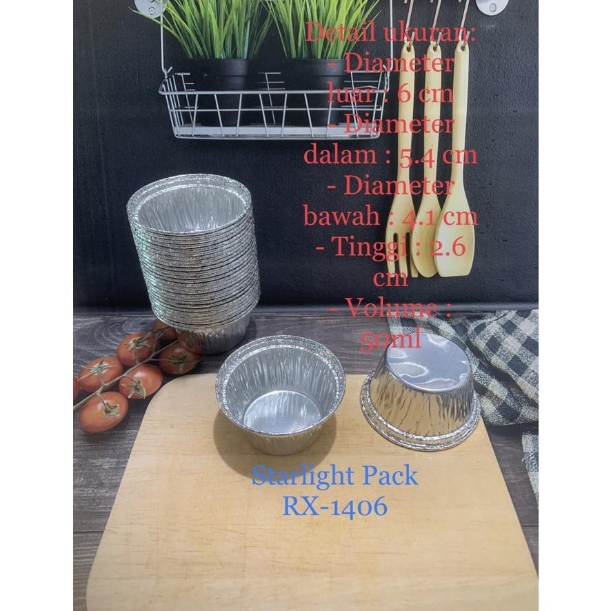 HARGA 100 PCS WADAH ALUMUNIUM FOIL CUP RX 1406 / CUP CAKE MINI MUFFIN ROTI 50ML LARIS