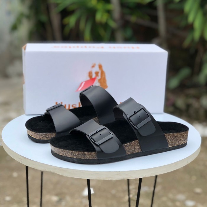 Sandal Hush Puppies Pria Dual Strap Kulit Sintetis