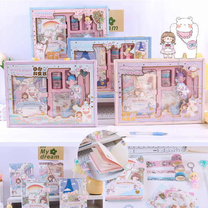 

7 in 1 Gift Set Paket Jurnal Set Diary Magnetic Notebook Hadiah 1960