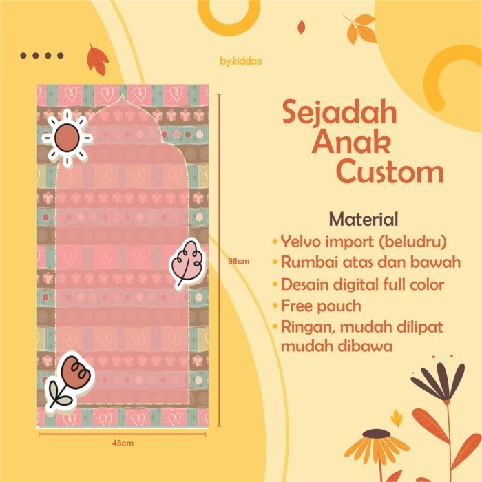 G-004 Sejadah Anak Perempuan /Sejadah Custom Nama /Sejadah Lucu