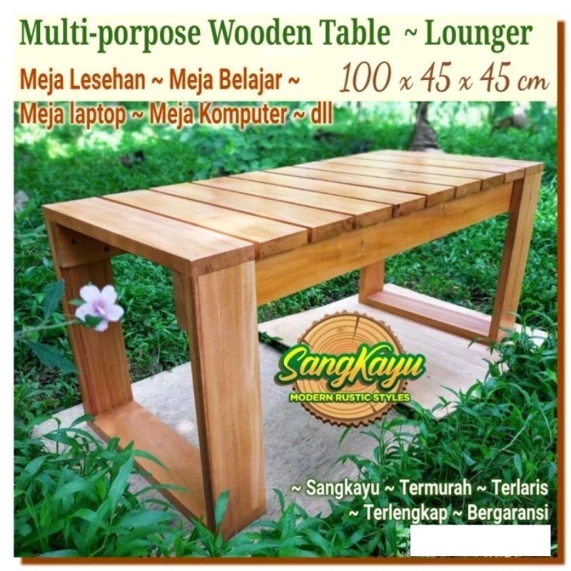 Meja monitor meja laptop 100x45x45 meja belajar meja lesehan kayu