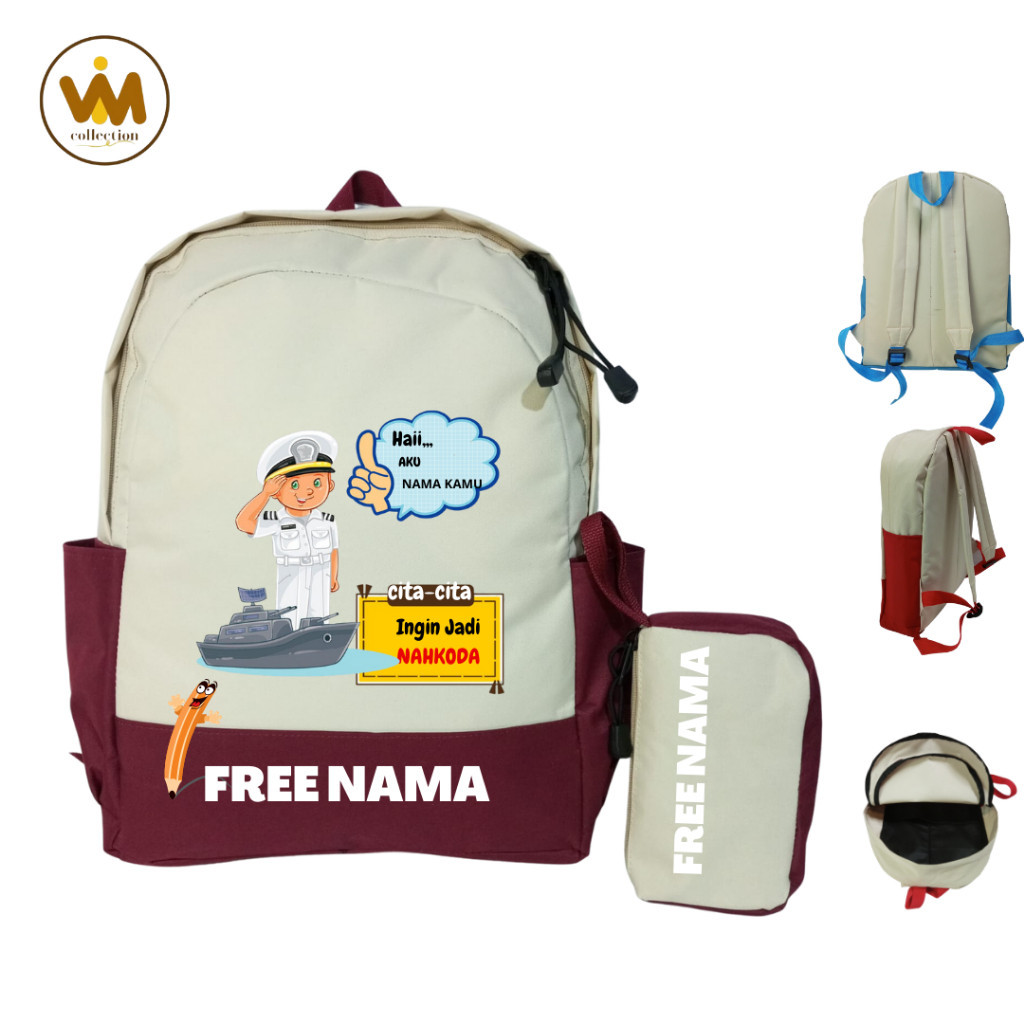 TAS ANAK SEKOLAH TK SD / TAS RANSEL SEKOLAH ANAK  CITA-CITA NAHKODA / TAS CITA-CITA NAHKODA / FREE N