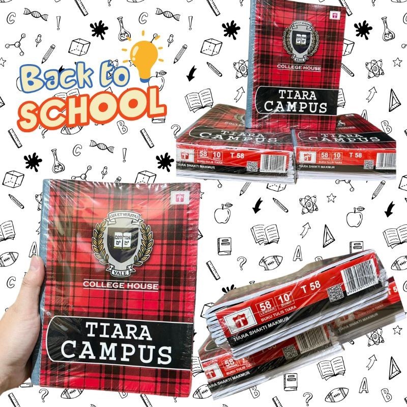 

Buku Tulis Merk TIARA CAMPUS KWARTO/KECIL isi 58 Lembar 1 Pack Isi 10 Buku