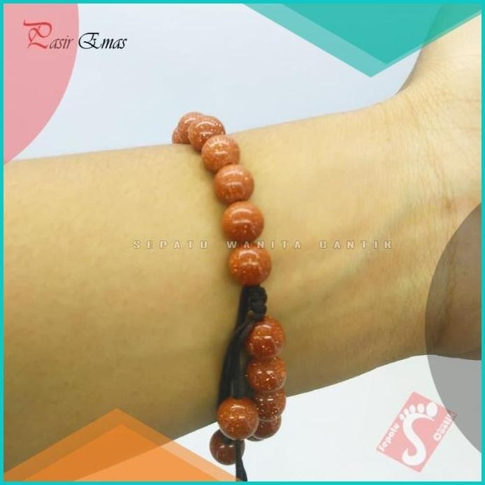 Gelang Tangan Batu Pasir Emas Cantik Terbaru Murah model Tali Simpul 1