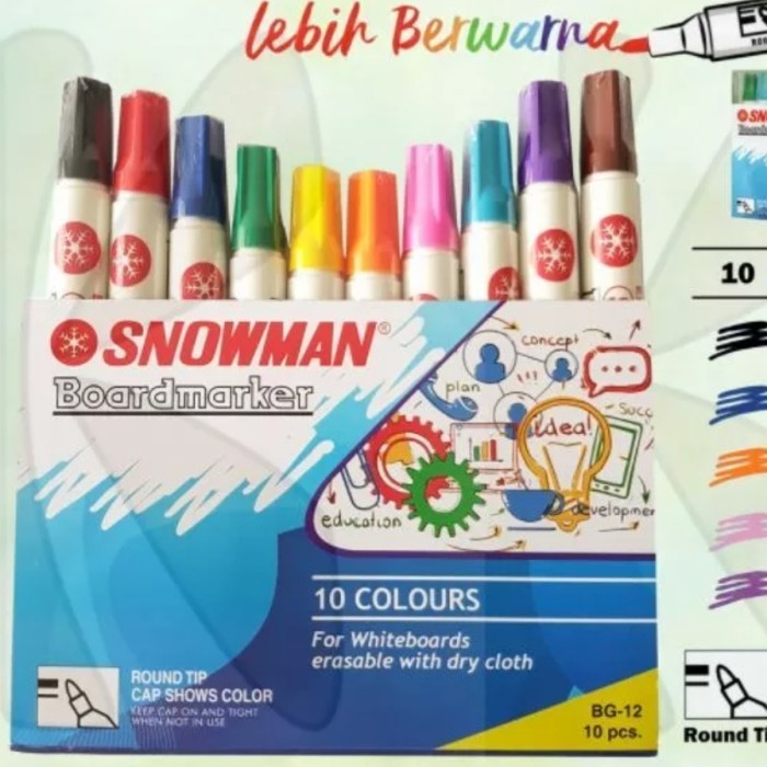 

Spidol Snowman Boardmarker Whiteboard Set 10 Warna
