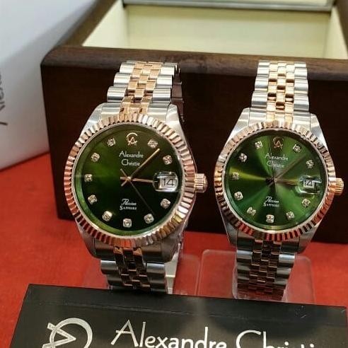 Jam Couple Original Alexandre Christie Ac 5013 Md/Ld All Steel Falolaz