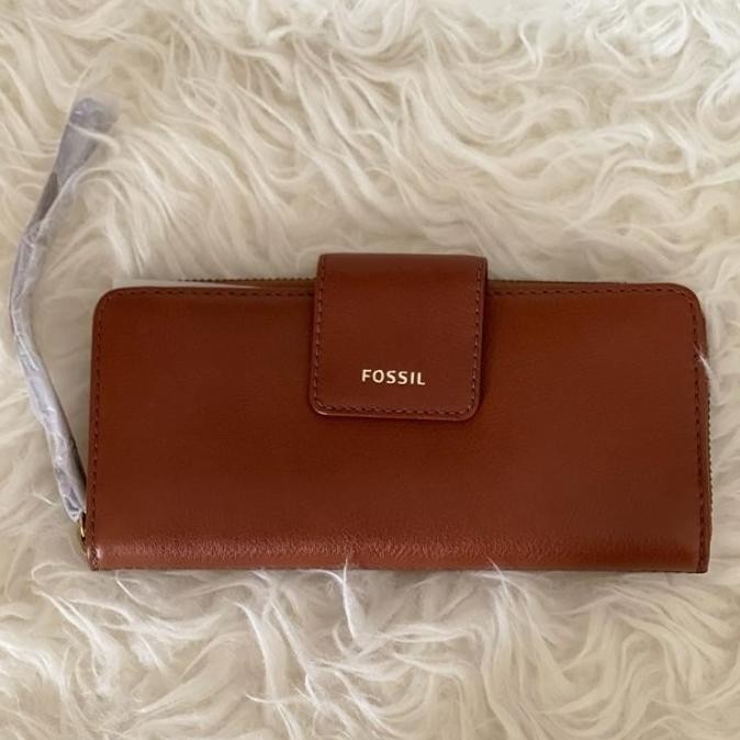 Promo Fossil Madison Zip Clutch Brown