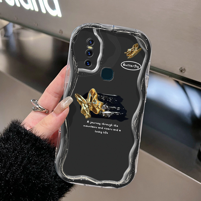 Casing Hp VIVO V15 VIVO V15 Pro VIVO V20 Pro VIVO S7 Case HP Kupu-kupu Emas Mewah pola Casing premiu