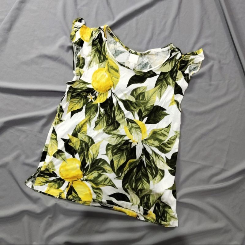 H&M: Lemon Tee WHITE/GREEN