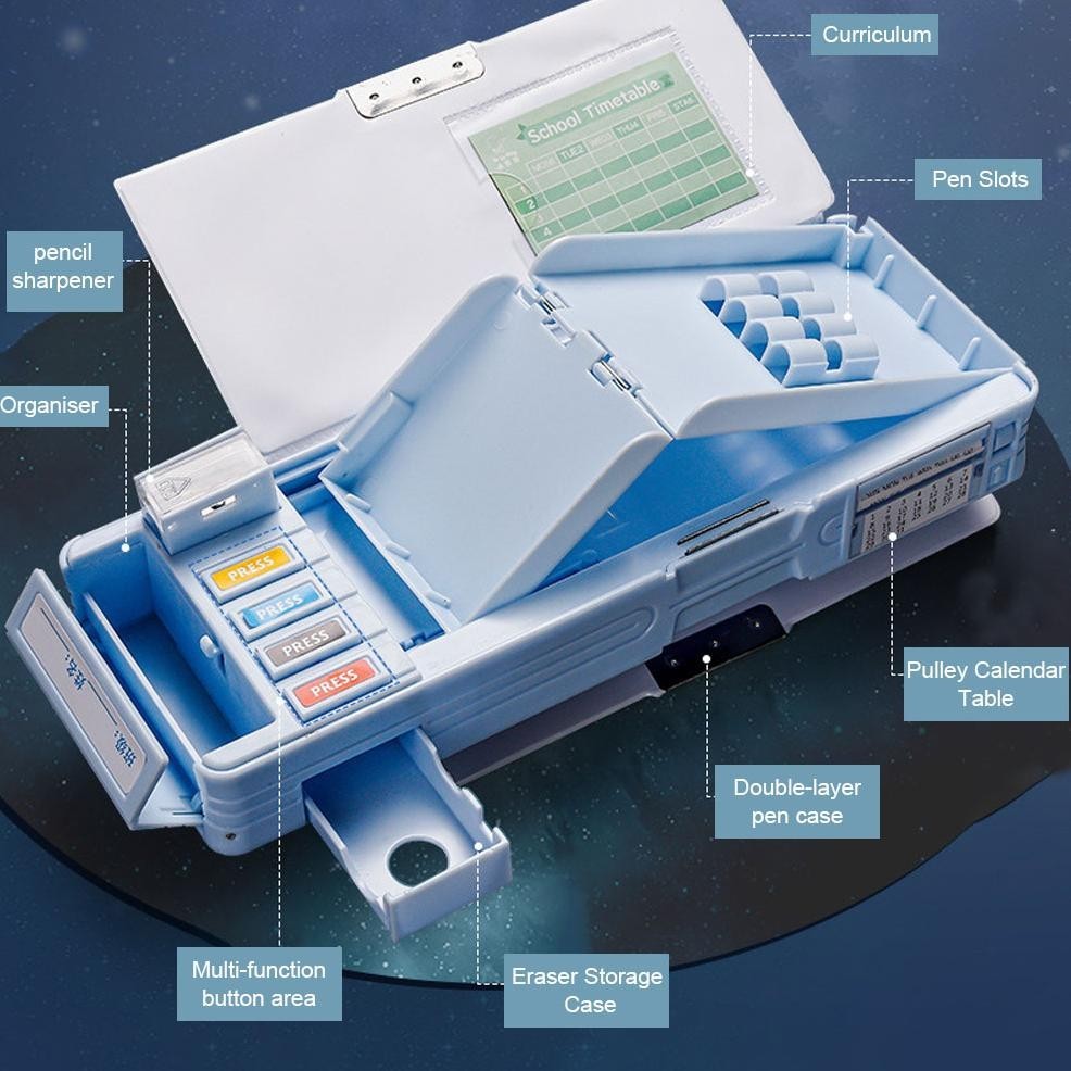 

m-4 BlueRabbit Tempat Pensil Multifungsi Motif Untuk Anak Kotak Pensil Pola Kartun Lapisan Ganda dan Tunggal dengan Rautan Kapasitas Murah