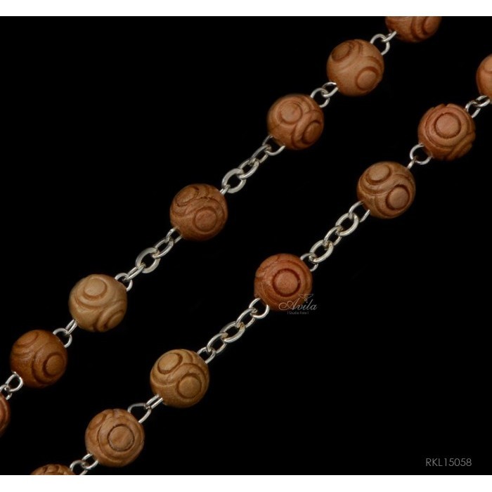 Mayu Rosario Kayu Olive Ukir Mawar Rohani Katolik