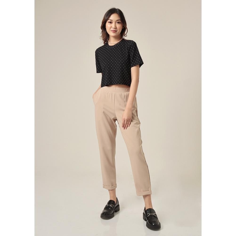 Baju Atasan Wanita Kekinian Hwr Hardware Polka Crop Tee Korea