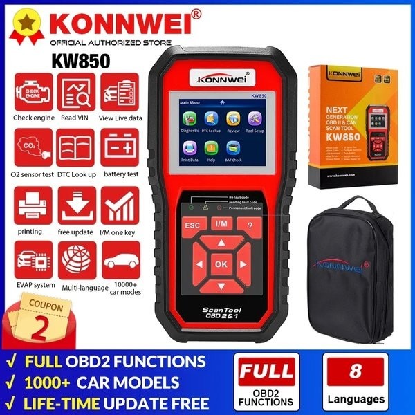 UNIVERSAL CAR OBD2 KONWEI KW850 SCANNER DIAGNOSTIC TOOL SCANNAN SKENAN MOBIL TOYOTA HONDA SUZUKI