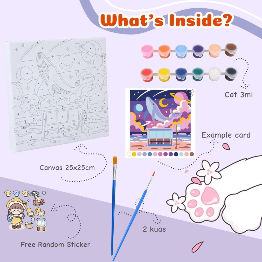 

PAINT BY NUMBER KIT 25X25CM / 20X20CM WHALE - PAINTING KIT DIY COD