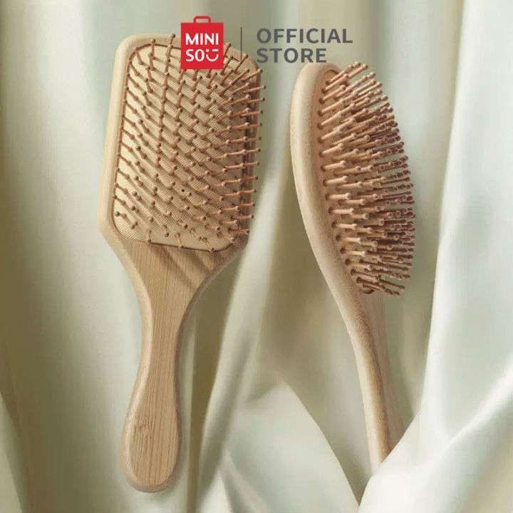 MINISO Nature Wooden Air Cushion Hairbrush Sisir Miniso Sisir Rambut Sisir Roll Sisir Kayu Sisir Ram