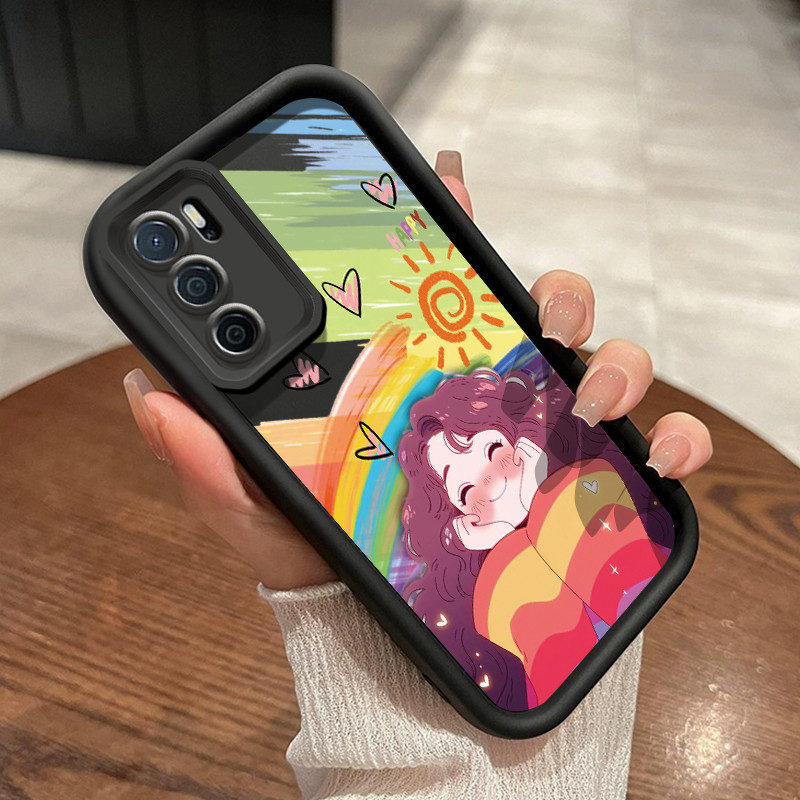 Casing Hp OPPO A16 OPPO A16s OPPO A54s Case Casing lembut baru HP ponsel pola pelangi perempuan Soft