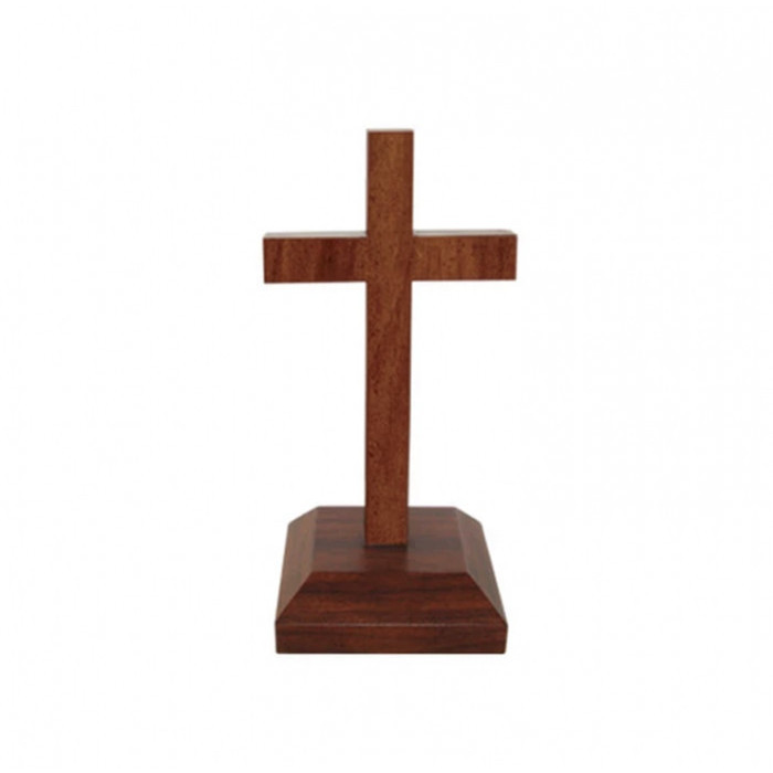 Min Salib Duduk Kristen Kayu 15Cm - Salib Duduk Kayu Kristen - Salib Kayu