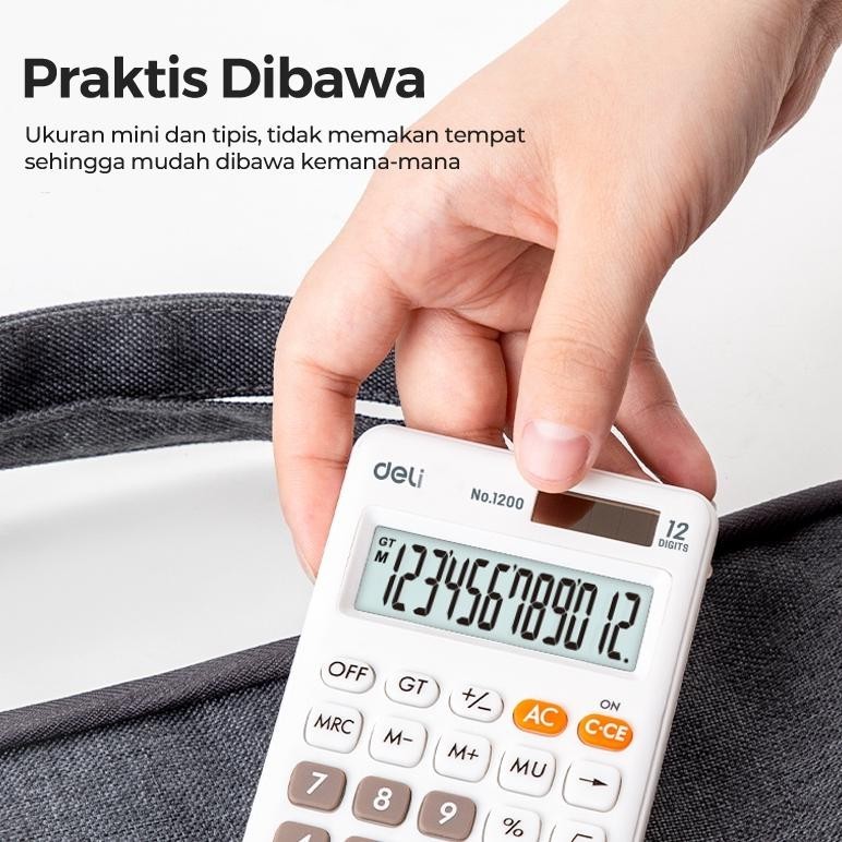 

DELI DESKTOP CALCULATOR / KALKULATOR MEJA MINI PORTABLE DUAL POWER LUCU 1200 TERLARIS