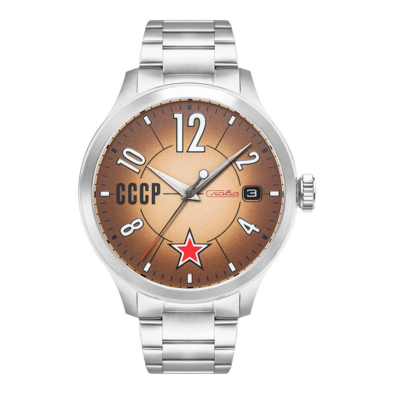 Jam Tangan Pria CCCP Lissitzky CP-7104-44 Automatic Men Brown Dial Stainless Steel Strap