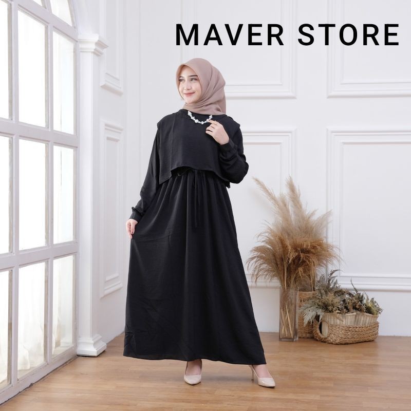 Gamis Rompi Polos Cringkle Airflow Premium Andin Dress Outer Remaja