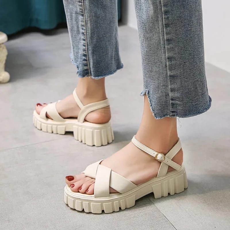 Sandal Wedges Wanita Tali Silang Karet Elastis / Sandal Wanita Anak Dewasa