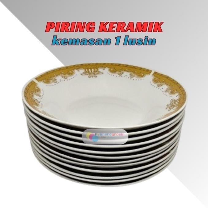 Piring Keramik 1 Lusin 12 Pcs Murah / Piring Makan Keramik 1 Lusin