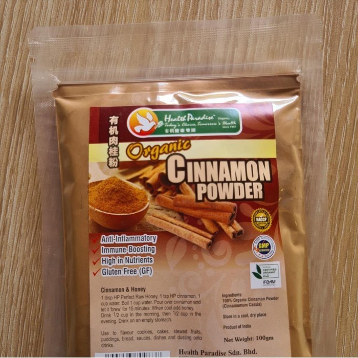 

Health Paradise - Organic Cinnamon Powder (Kayu Manis Bubuk) 100 Gr