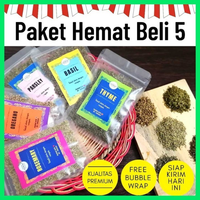 

Hemat Dapat 5 Dried Herb Impor Halal Rempah Daun Kering Basil Oregano
