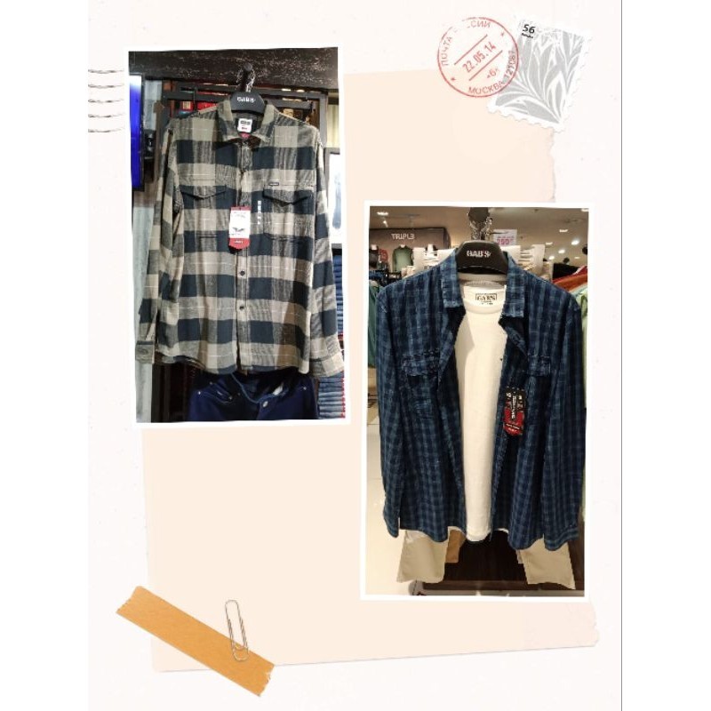 GABS JEANS - Kemeja Pria Lengan Panjang Motif Kotak-kotak Size S-XXL Original
