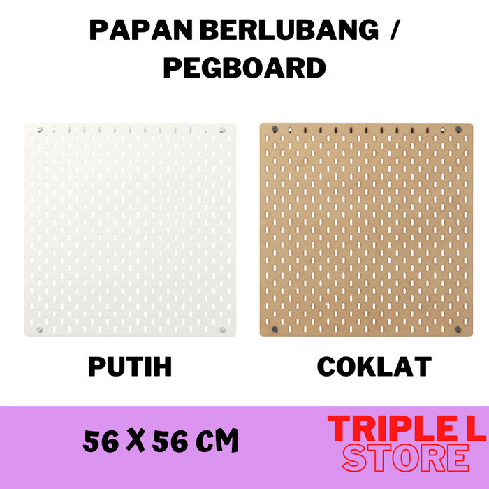 

Papan Berlubang Pergboard Tempel Dinding 56x56 cm