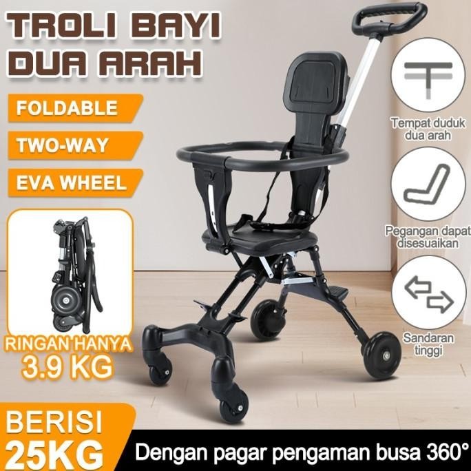Troli Bayi Dua Arah Stroller Baby  Lipat Kereta Dorong Bayi Kualitas Premium