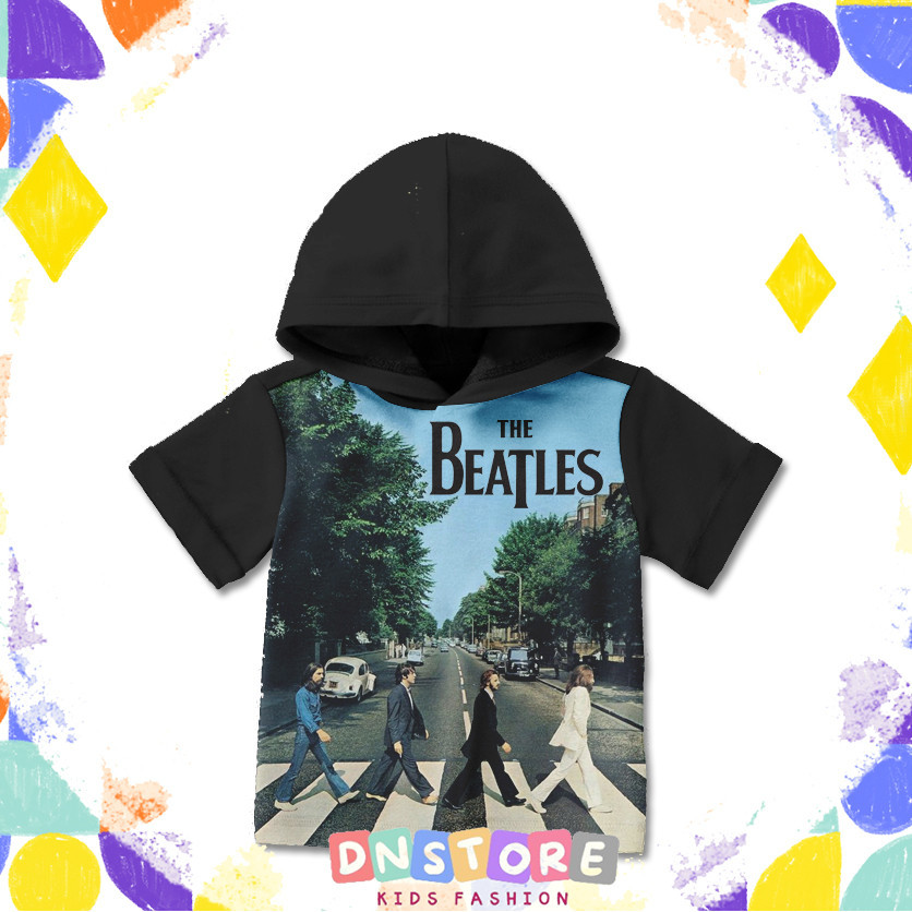 Kaos Hoodie Anak Band The Beatles v3 Baju Hoodie Anak Band The Beatles 3D Printing Untuk Umur 1-12 T